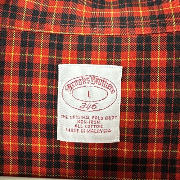 Brooks Brothers Shirt Men's Size L Original Polo Red Black Plaid Button Up - Picture 5 of 11